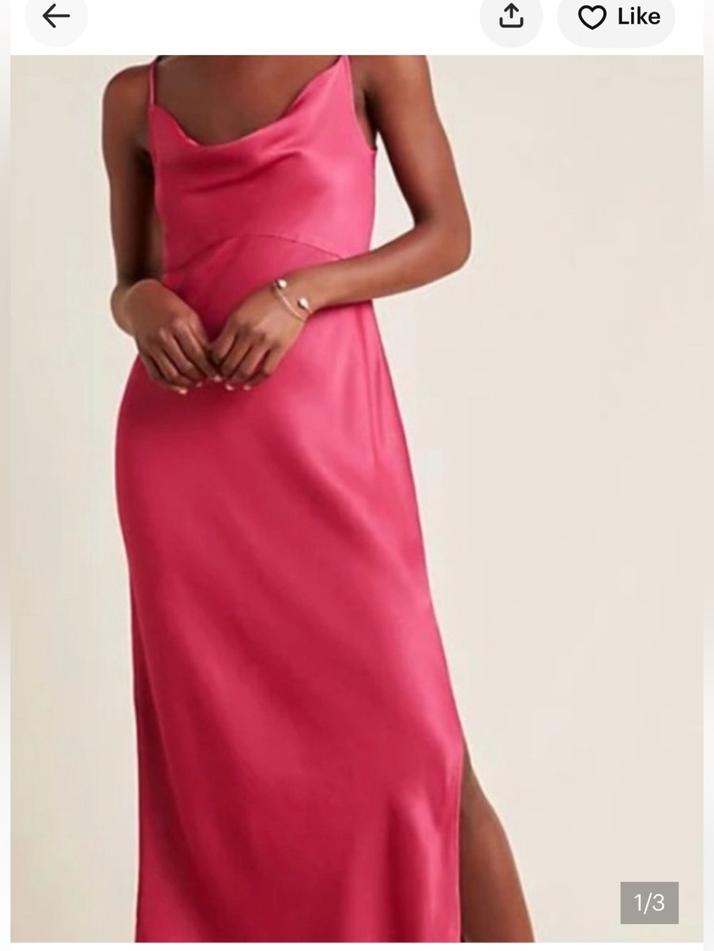 Adelyn Rae Satin Cowl Neck Slip Dress in Coral Pink - size S
